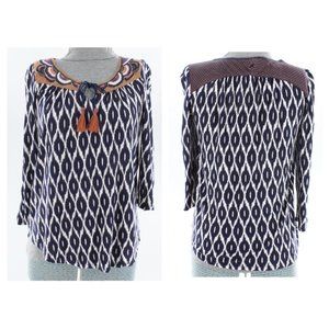 Anthro A Common Thread Ikat Embroidered Top XS